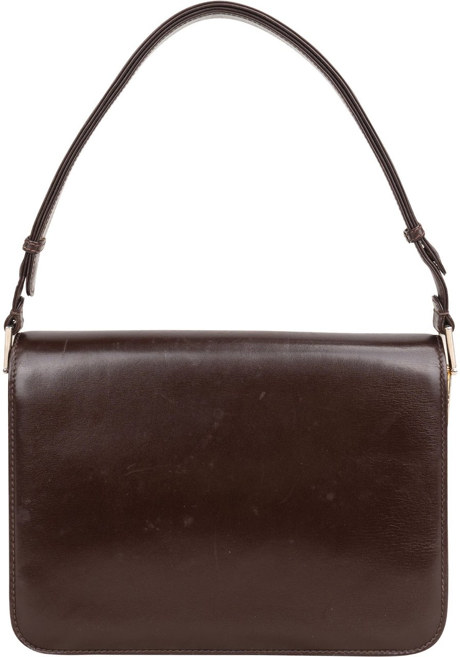 Gucci Brown Lambskin Vintage Circle GG Single Flap Shoulder Bag Bruin