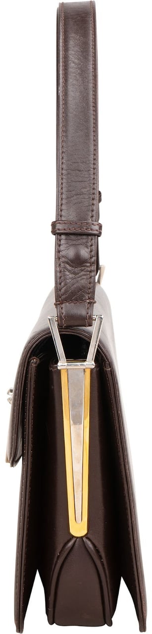 Gucci Brown Lambskin Vintage Circle GG Single Flap Shoulder Bag Bruin