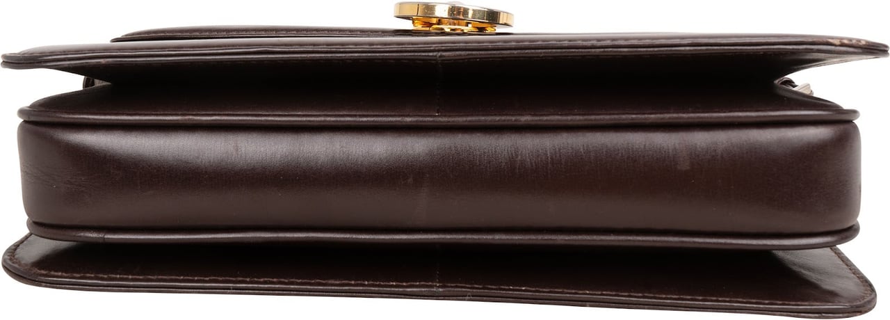 Gucci Brown Lambskin Vintage Circle GG Single Flap Shoulder Bag Bruin