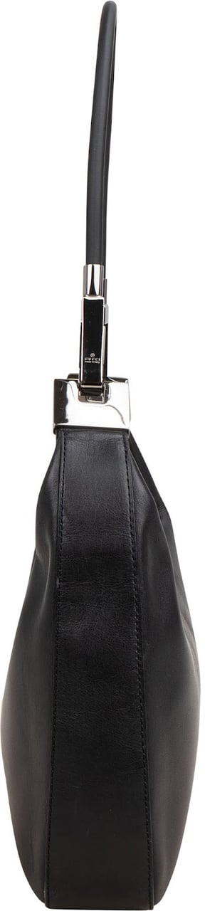 Gucci Black Leather GG Small Shoulder Bag Zwart