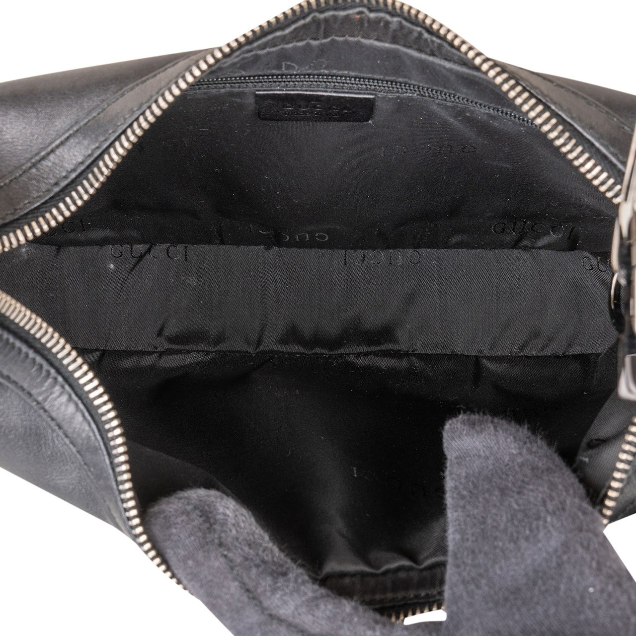 Gucci Black Leather GG Small Shoulder Bag Zwart