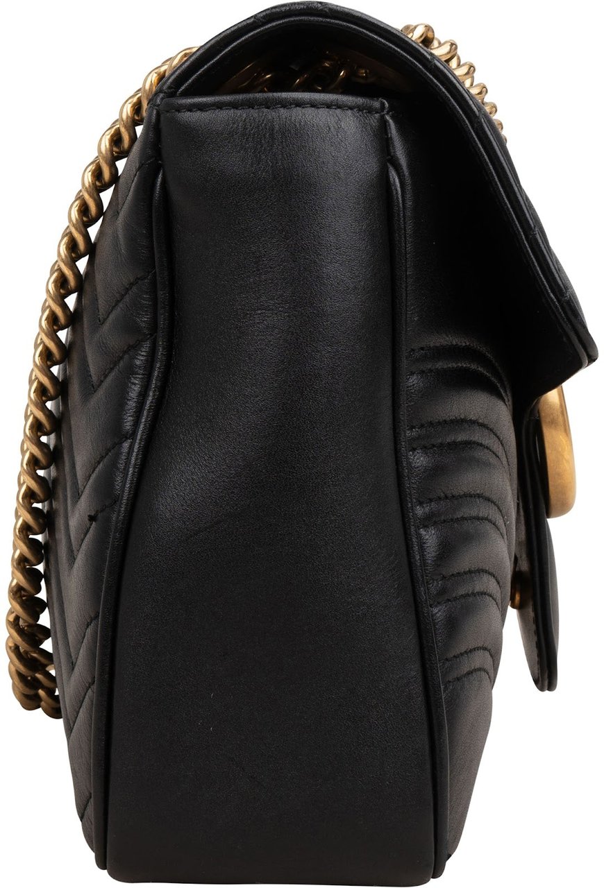 Gucci Matelassé Leather GG Large Marmont Shoulder Crossbody Bag Zwart