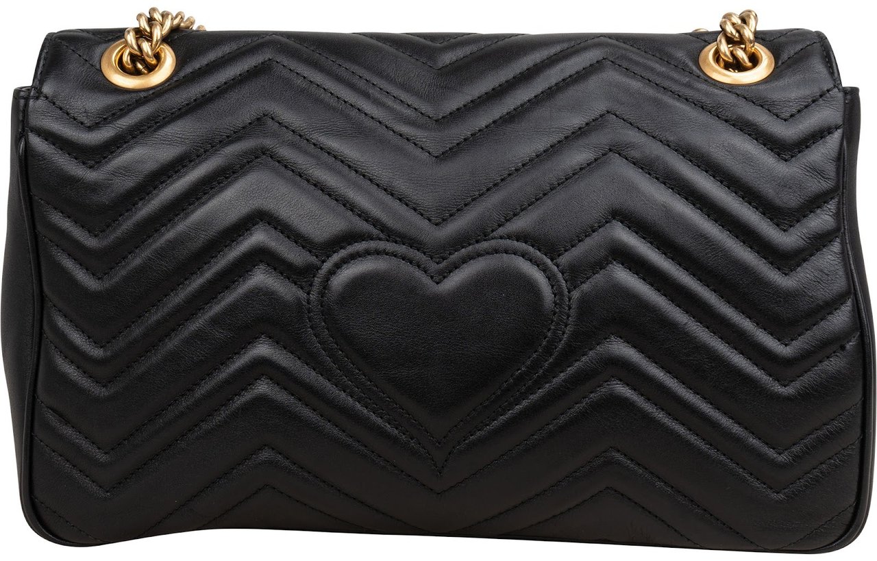 Gucci Matelassé Leather GG Large Marmont Shoulder Crossbody Bag Zwart