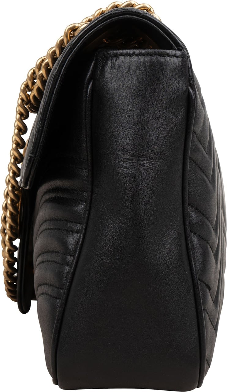 Gucci Matelassé Leather GG Large Marmont Shoulder Crossbody Bag Zwart