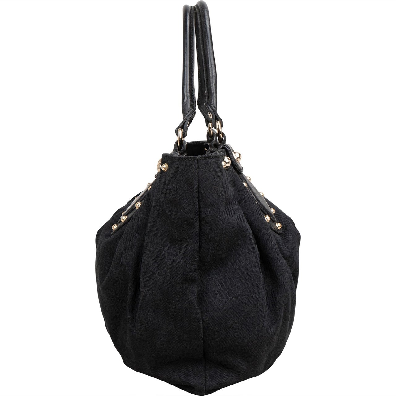 Gucci Monogram GG Canvas Studded Hysteria Tote Handbag Zwart