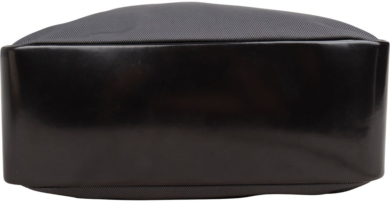 Gucci Black Leather Nylon Bamboo Top Handle Handbag Zwart