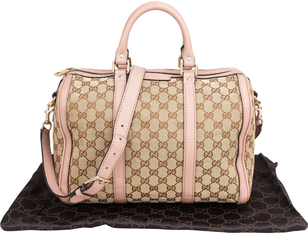 Gucci Monogram GG Canvas Joy Boston Handbag Beige