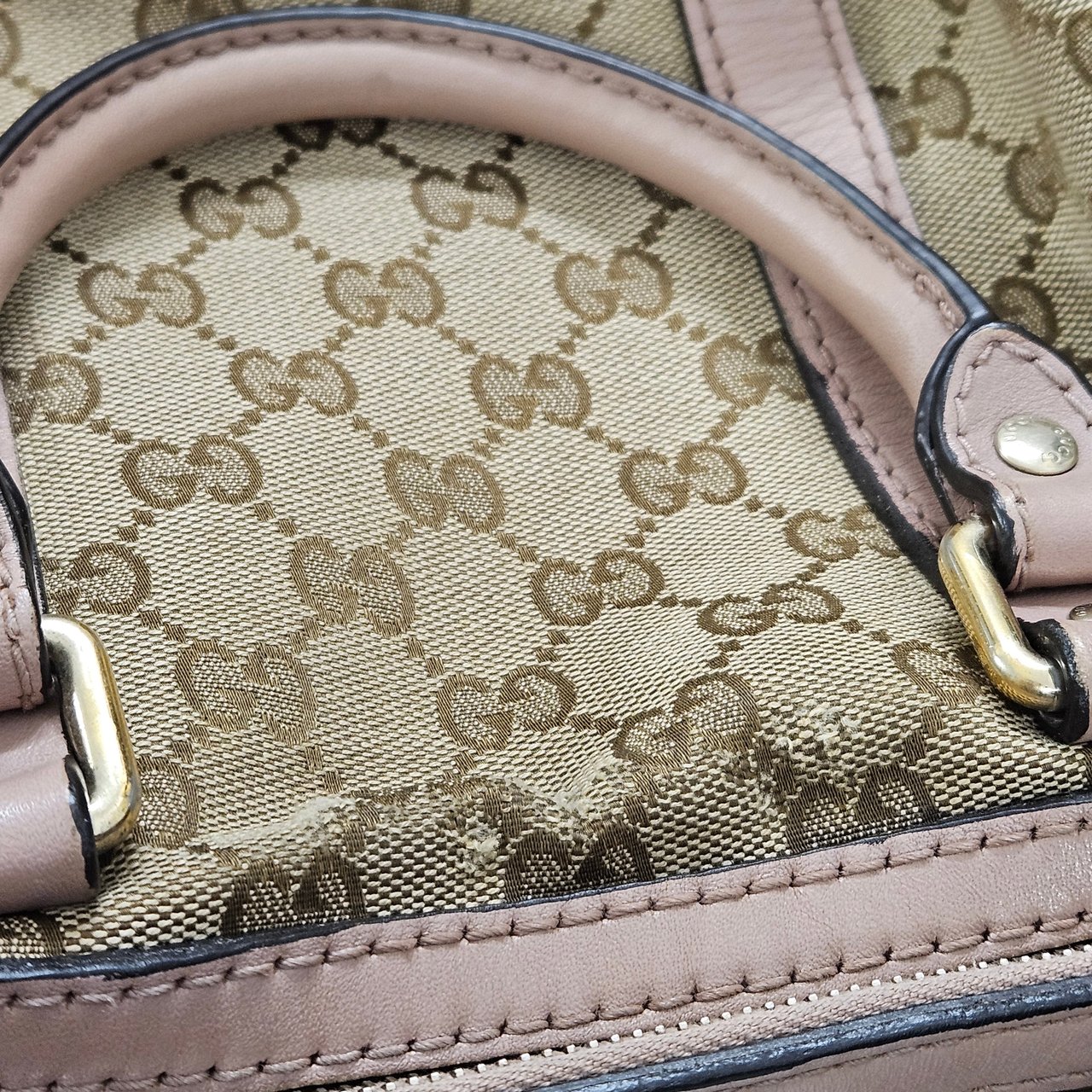 Gucci Monogram GG Canvas Joy Boston Handbag Beige
