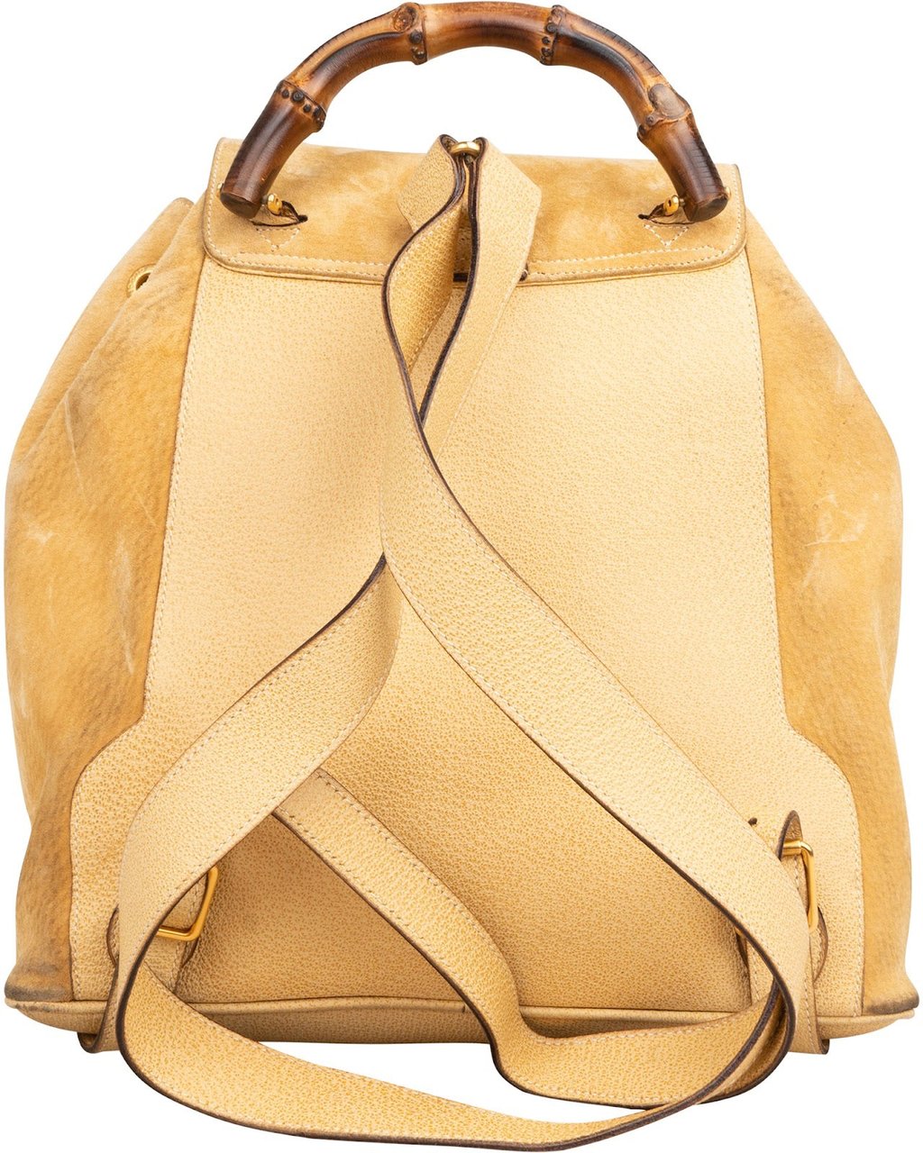 Gucci Suede Bamboo Drawstring Backpack Beige
