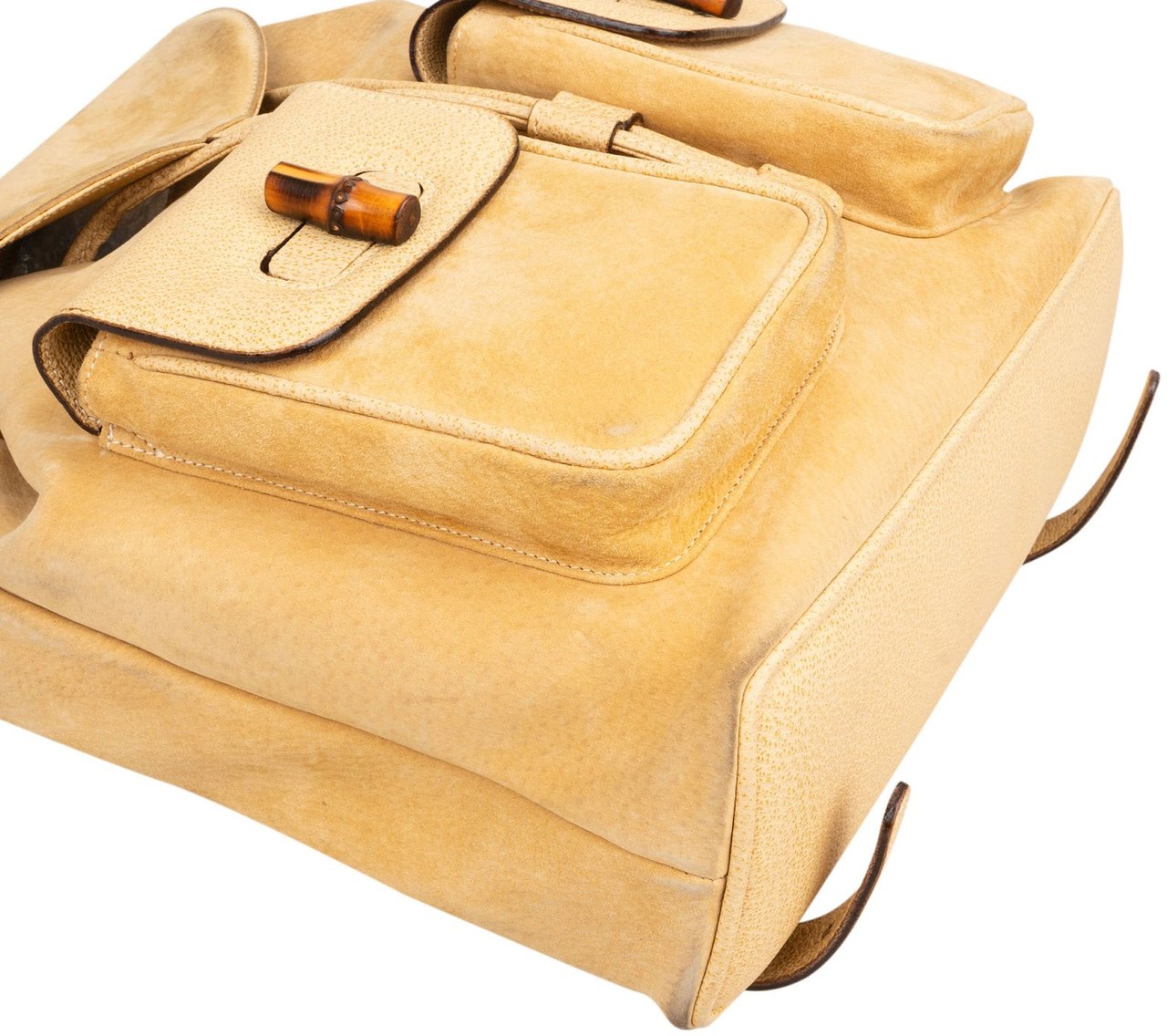 Gucci Suede Bamboo Drawstring Backpack Beige