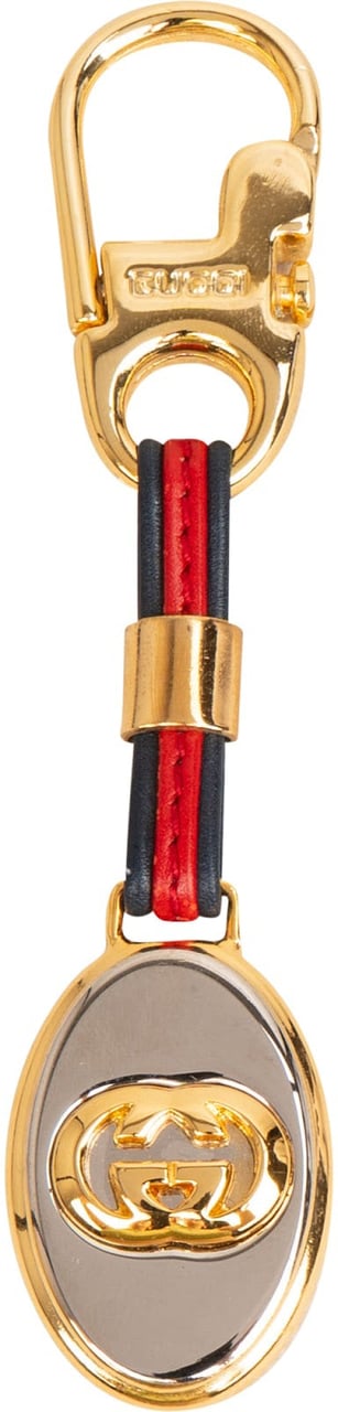 Gucci Web Stripe Interlocking G Keychain Key Holder Bag Charm Oranje