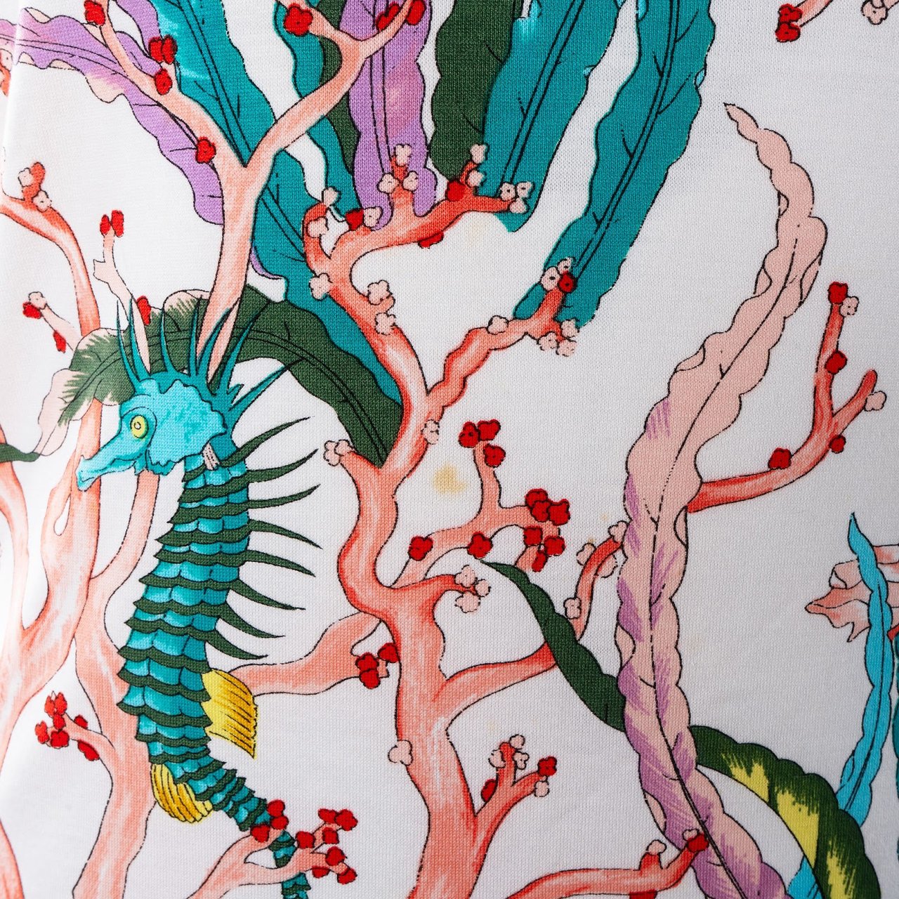 Gucci Multicolor Cotton Sea Life Print Maxi Dress (S) Wit