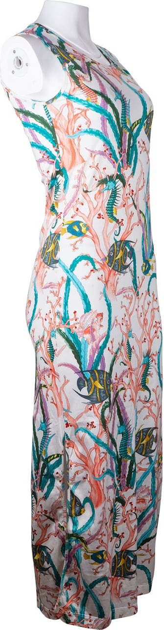 Gucci Multicolor Cotton Sea Life Print Maxi Dress (S) Wit