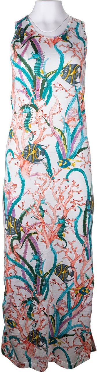 Gucci Multicolor Cotton Sea Life Print Maxi Dress (S) Wit