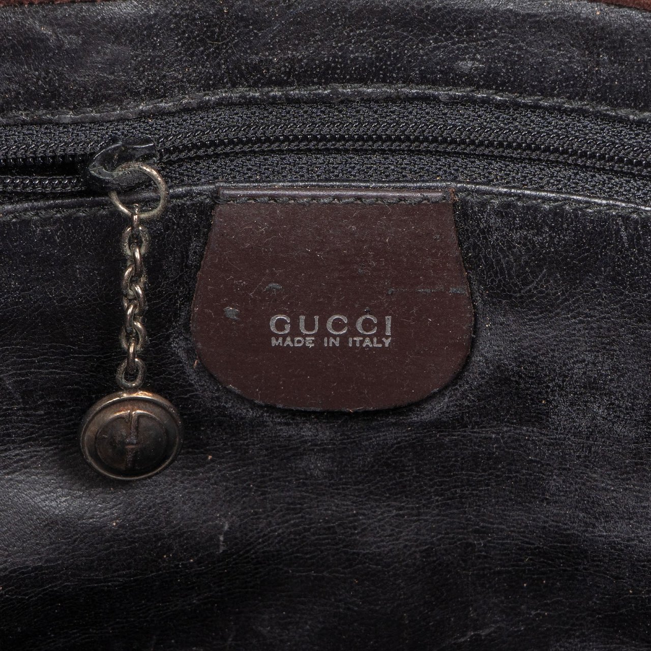 Gucci Suede Shopping Tote Handbag Bruin