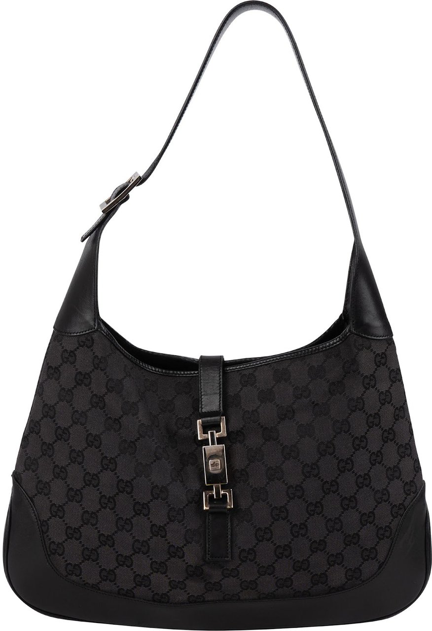 Gucci Monogram GG Canvas Jackie Shoulder Bag Zwart
