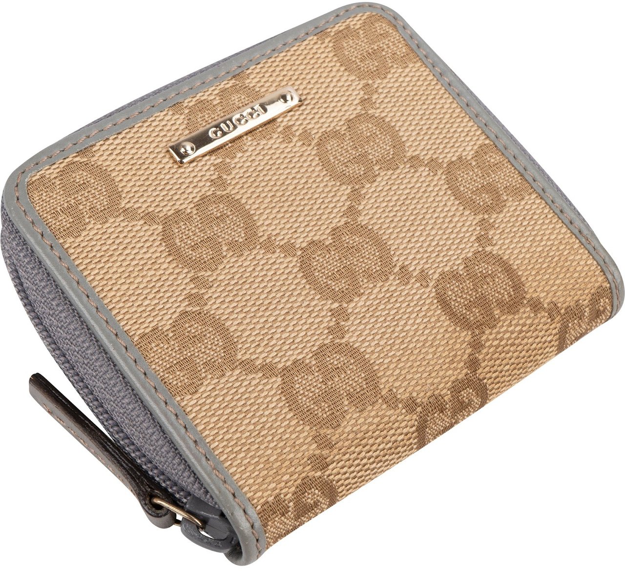 Gucci Monogram GG Canvas Zip Around Coin Wallet Beige