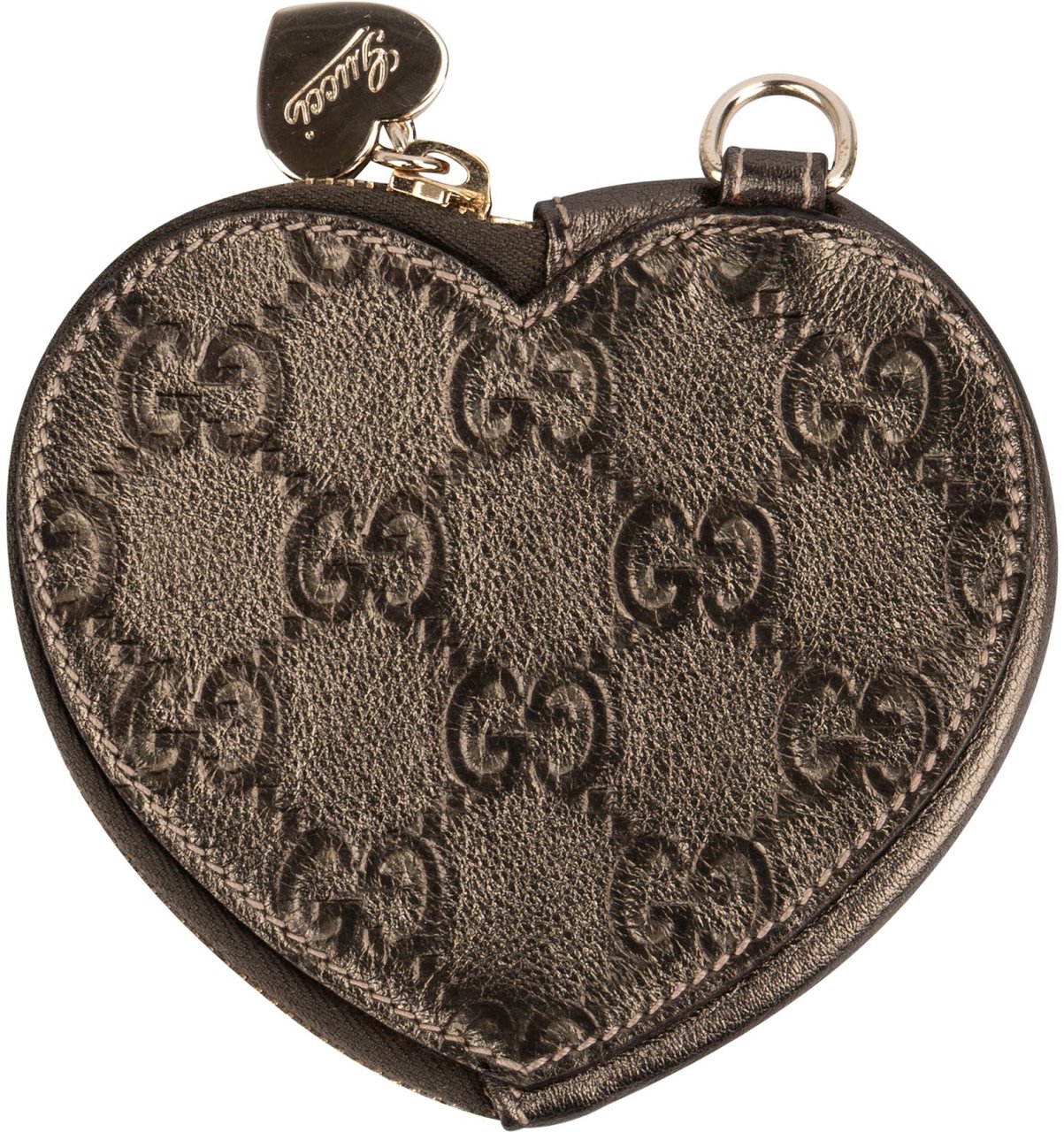 Gucci Guccissima Leather Heart Shaped Coin Purse Wallet Bag Charm Accessoires Divers