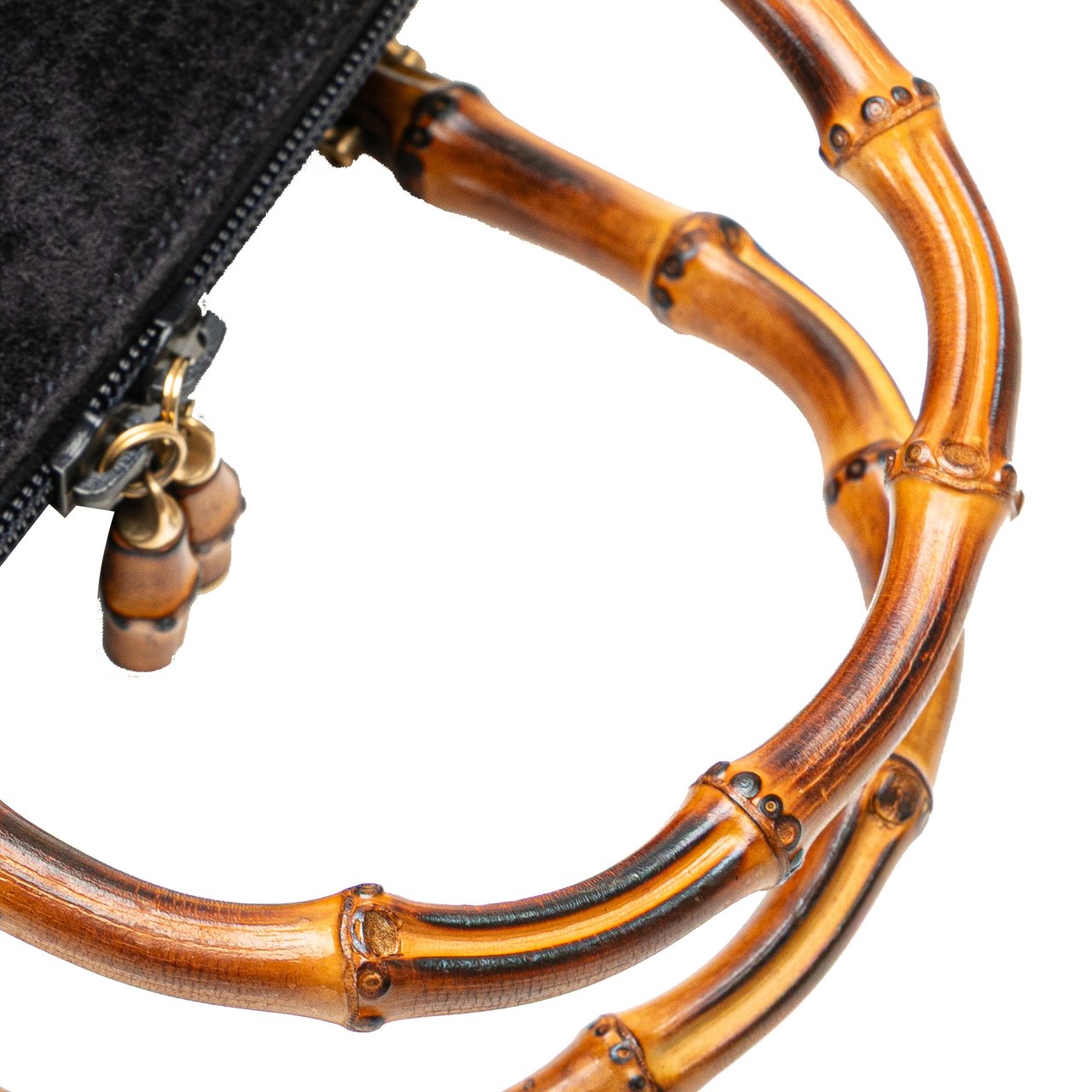 Gucci Suede Bamboo Dome Satchel Blauw