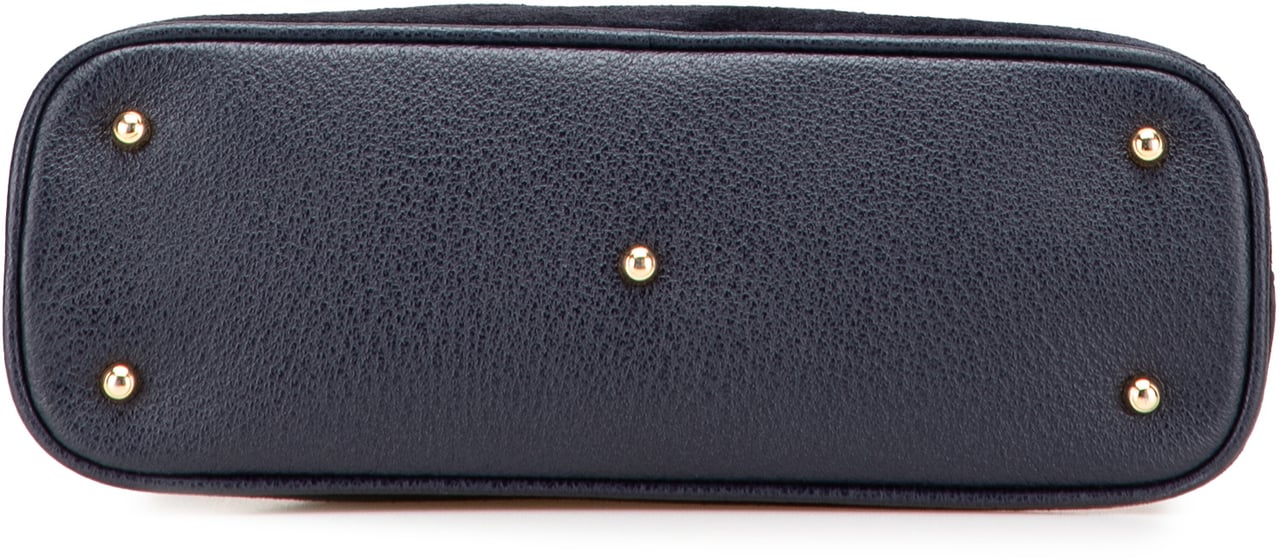 Gucci Suede Bamboo Dome Satchel Blauw