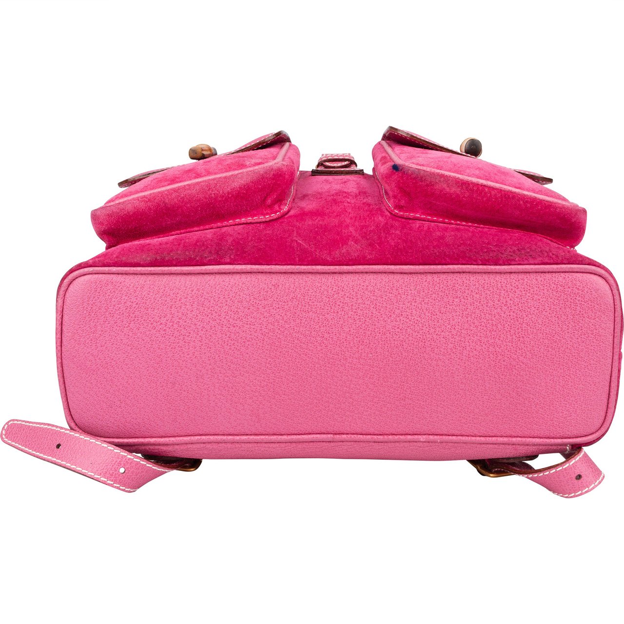 Gucci Gucci Pink Suede Bamboo Backpack Roze