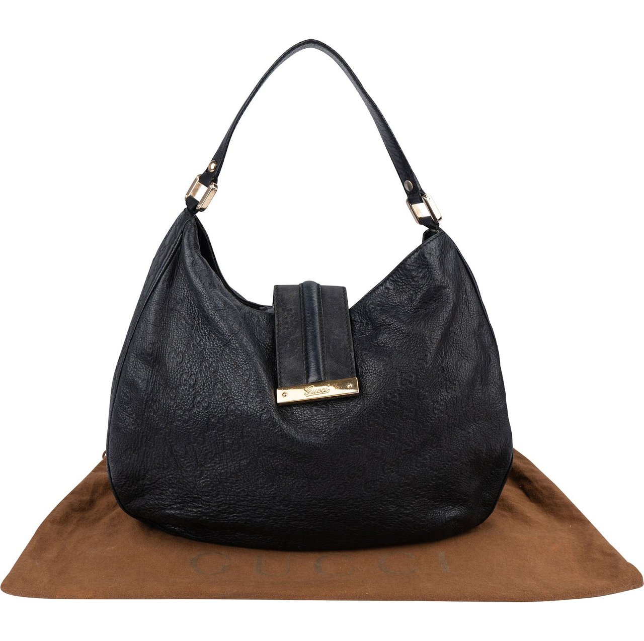 Gucci Guccissima Leather Hobo Shoulder Bag Blauw
