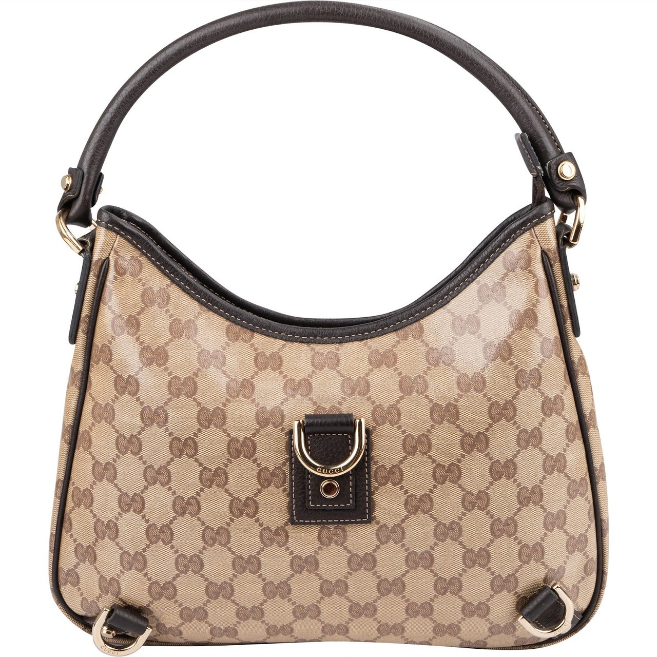 Gucci Monogram Crystal GG Abbey D-Ring Shoulder Bag Bruin