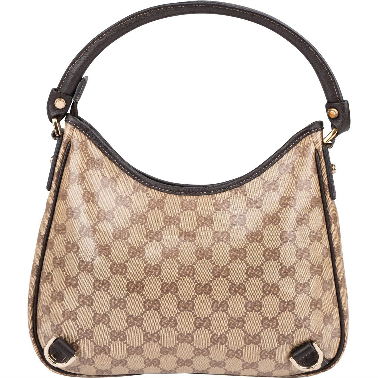 Gucci Monogram Crystal GG Abbey D-Ring Shoulder Bag Bruin