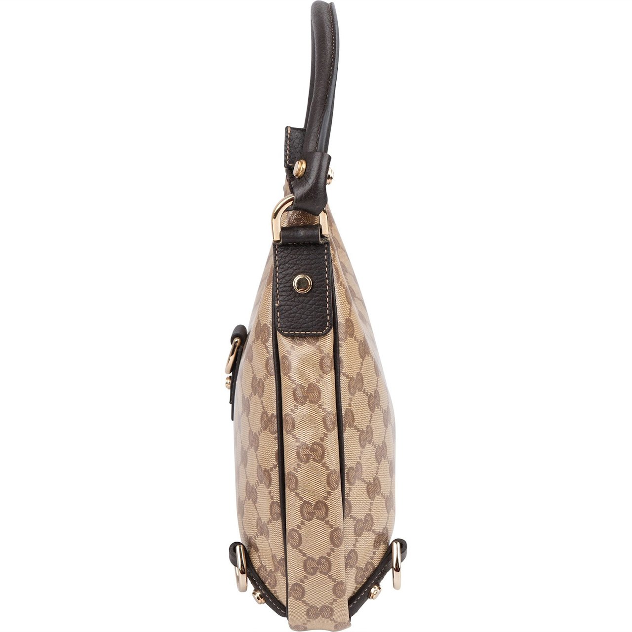 Gucci Monogram Crystal GG Abbey D-Ring Shoulder Bag Bruin