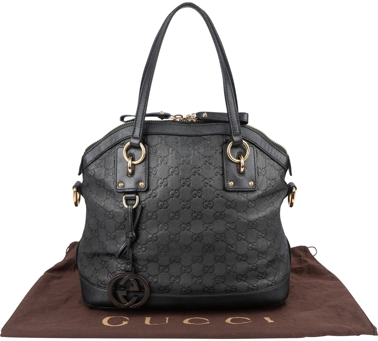 Gucci Black Guccissima Leather Handbag Zwart
