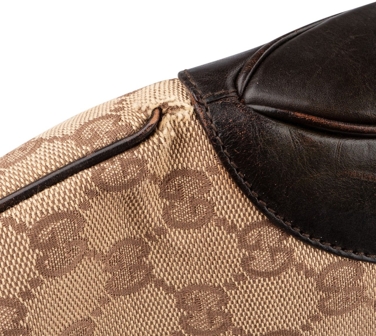 Gucci Monogram GG Canvas Jackie Hobo Shoulder Bag Beige