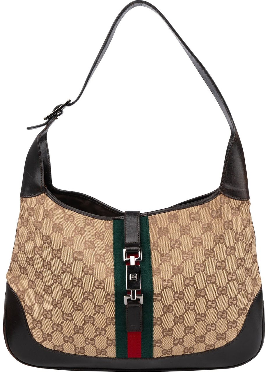 Gucci Monogram GG Canvas Jackie Hobo Shoulder Bag Beige