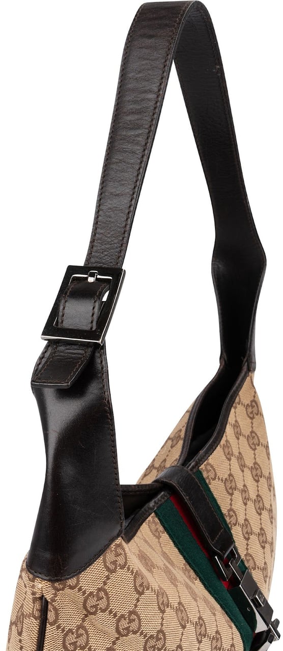 Gucci Monogram GG Canvas Jackie Hobo Shoulder Bag Beige