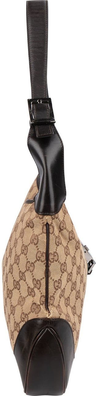 Gucci Monogram GG Canvas Jackie Hobo Shoulder Bag Beige
