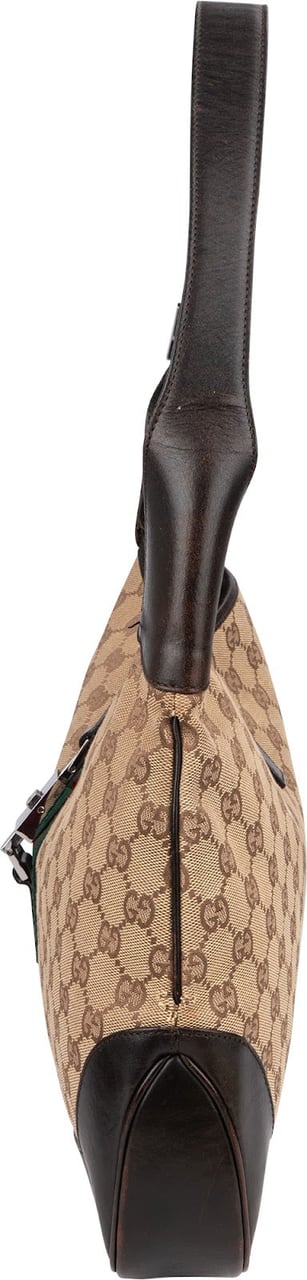 Gucci Monogram GG Canvas Jackie Hobo Shoulder Bag Beige