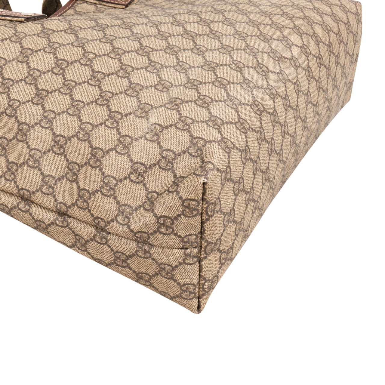 Gucci Monogram GG Supreme Web Tote Handbag Beige