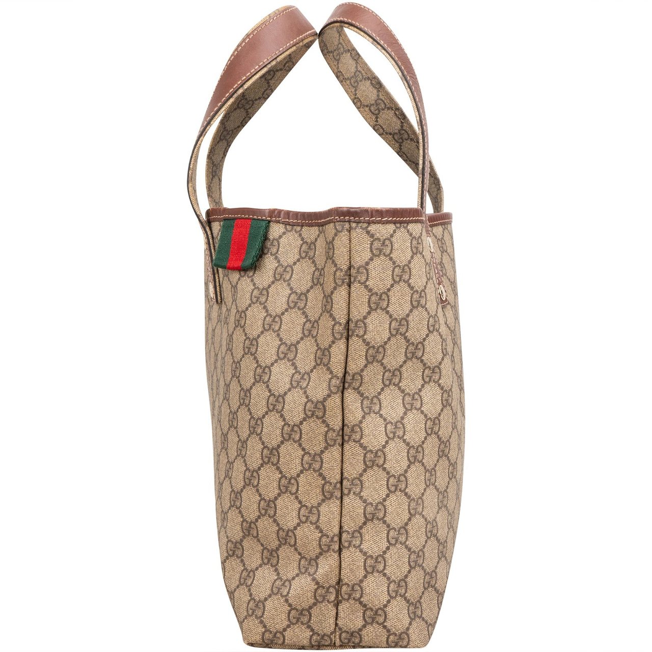 Gucci Monogram GG Supreme Web Tote Handbag Beige