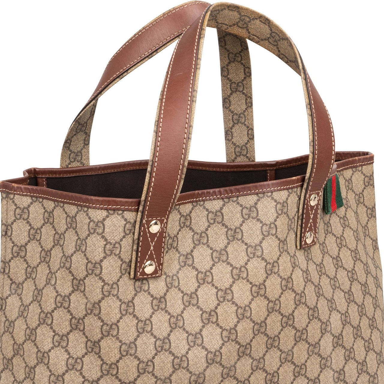 Gucci Monogram GG Supreme Web Tote Handbag Beige