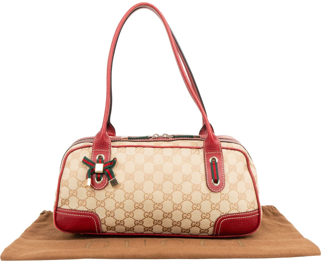 Gucci Monogram GG Canvas Princy East West Shoulder Bag Beige