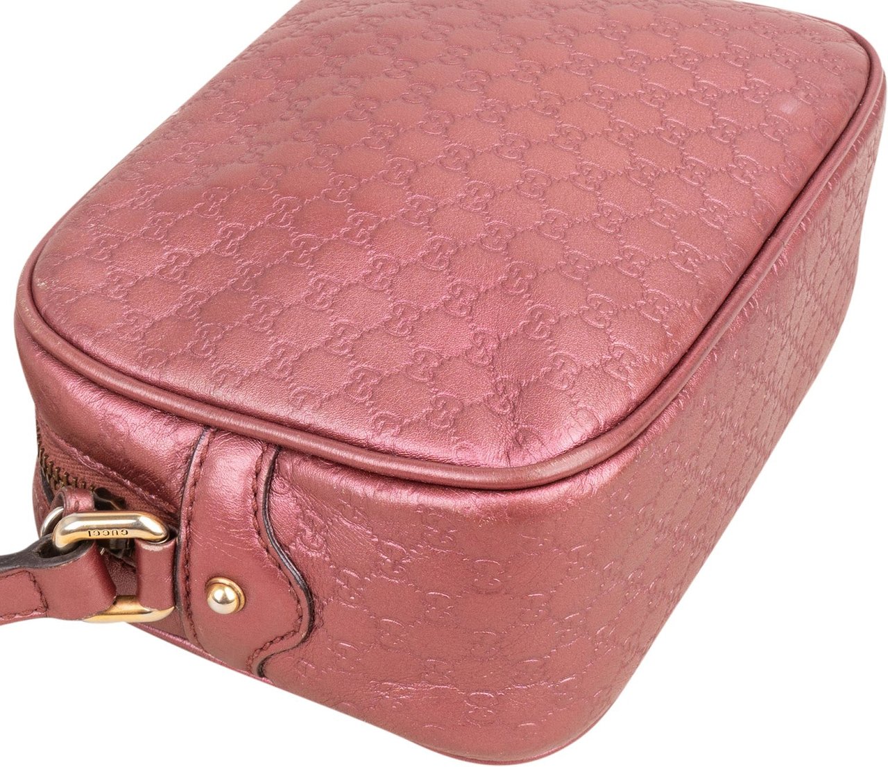 Gucci Microguccissima Metallic Leather Bamboo Tassel Camera Crossbody Bag Rood
