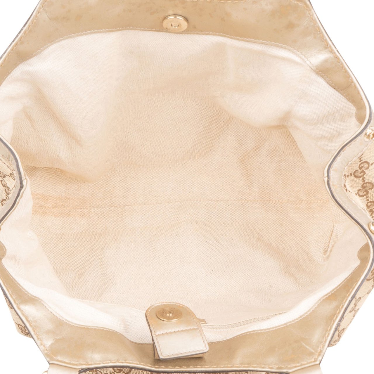 Gucci Monogram GG Canvas Metallic Leather Sukey Handbag Beige