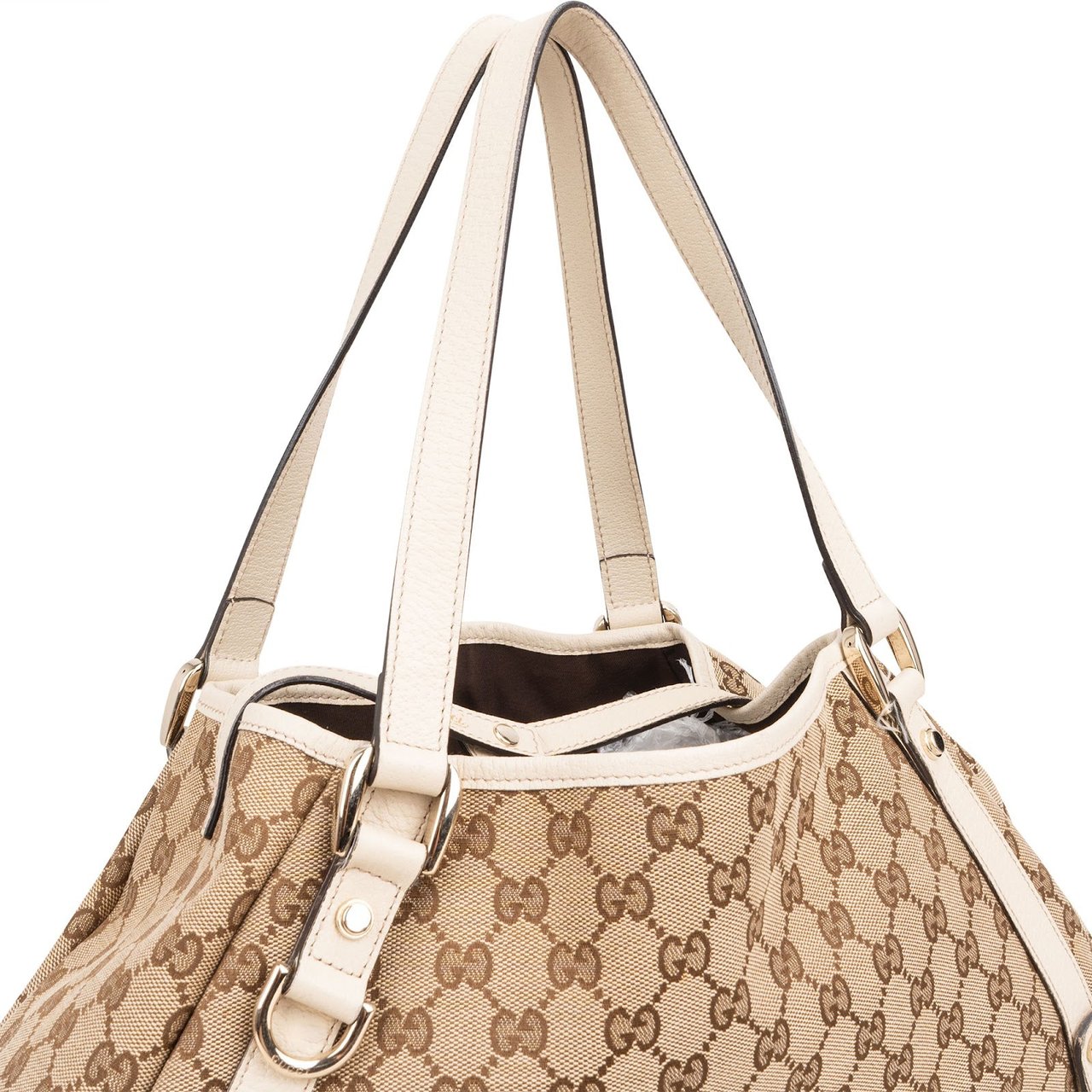 Gucci Monogram GG Canvas Abbey Hobo Shoulder Bag Beige
