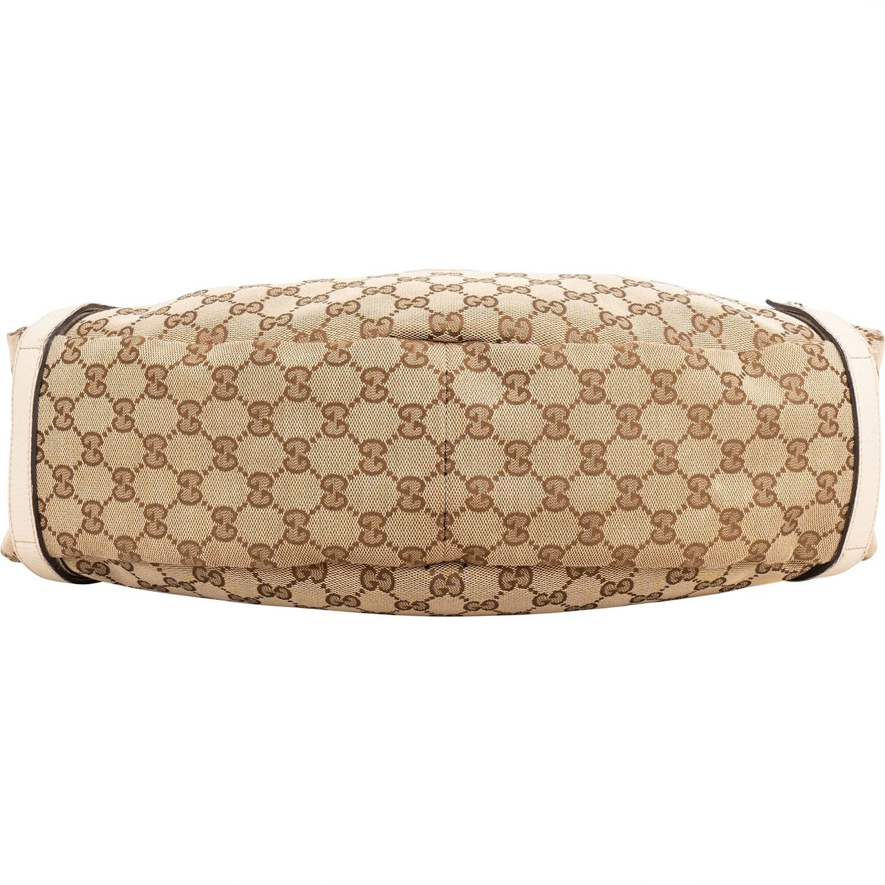 Gucci Monogram GG Canvas Abbey Hobo Shoulder Bag Beige