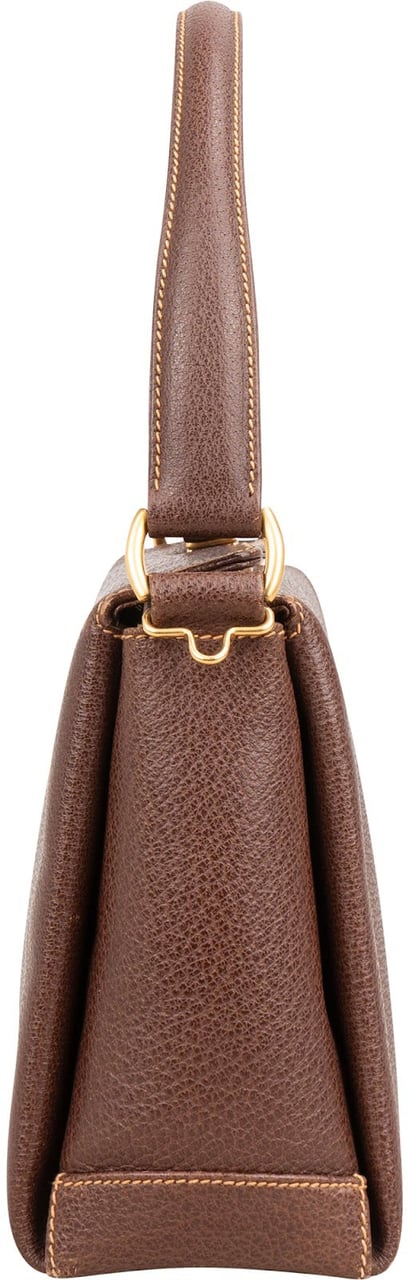 Gucci Brown Leather Bamboo Lock Top Handle Handbag Bruin