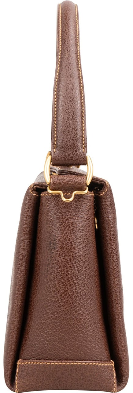 Gucci Brown Leather Bamboo Lock Top Handle Handbag Bruin
