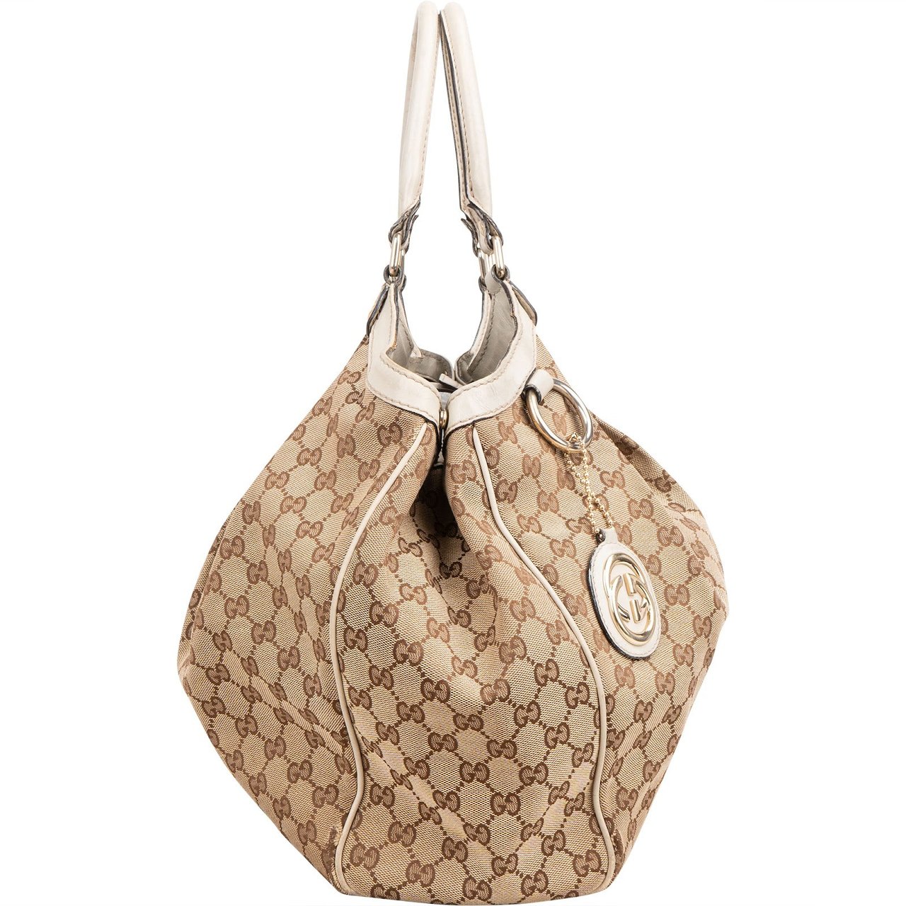 Gucci Monogram GG Canvas Sukey Shoulder Bag Beige