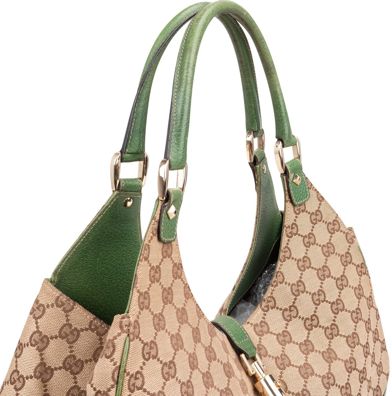 Gucci Monogram GG Canvas New Jackie Hobo Shoulder Bag Beige