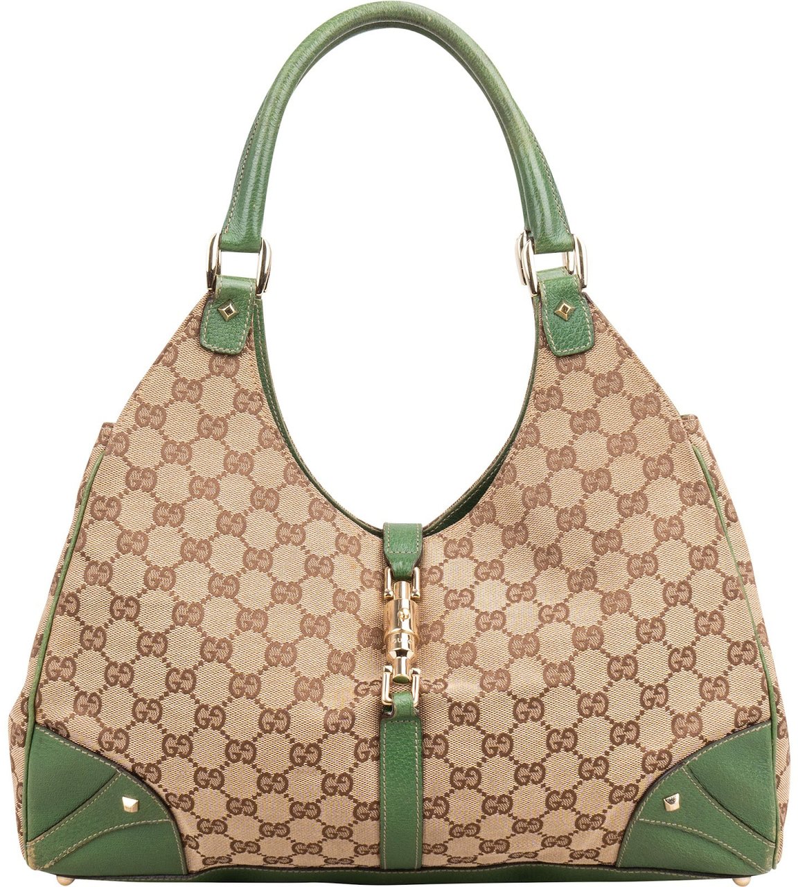 Gucci Monogram GG Canvas New Jackie Hobo Shoulder Bag Beige