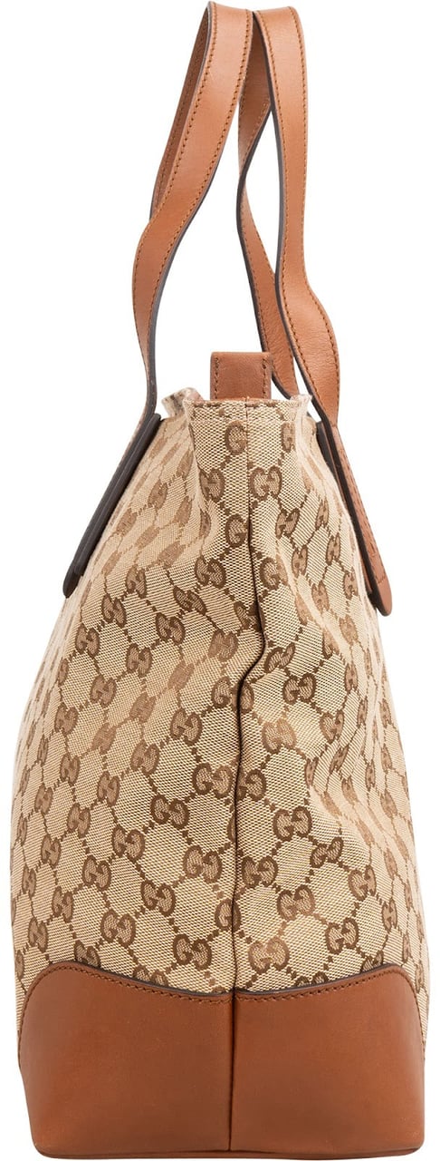 Gucci Monogram GG Canvas Web Detail Sherry Tote Shoulder Bag Beige