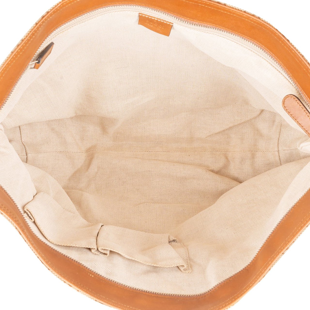 Gucci Monogram GG Canvas Web Detail Sherry Tote Shoulder Bag Beige